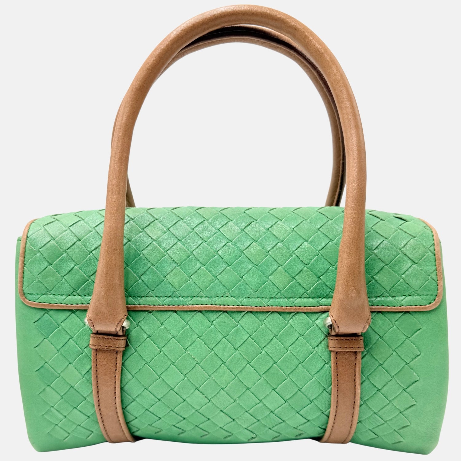 Satchel Bag Intrecciato Green Leather