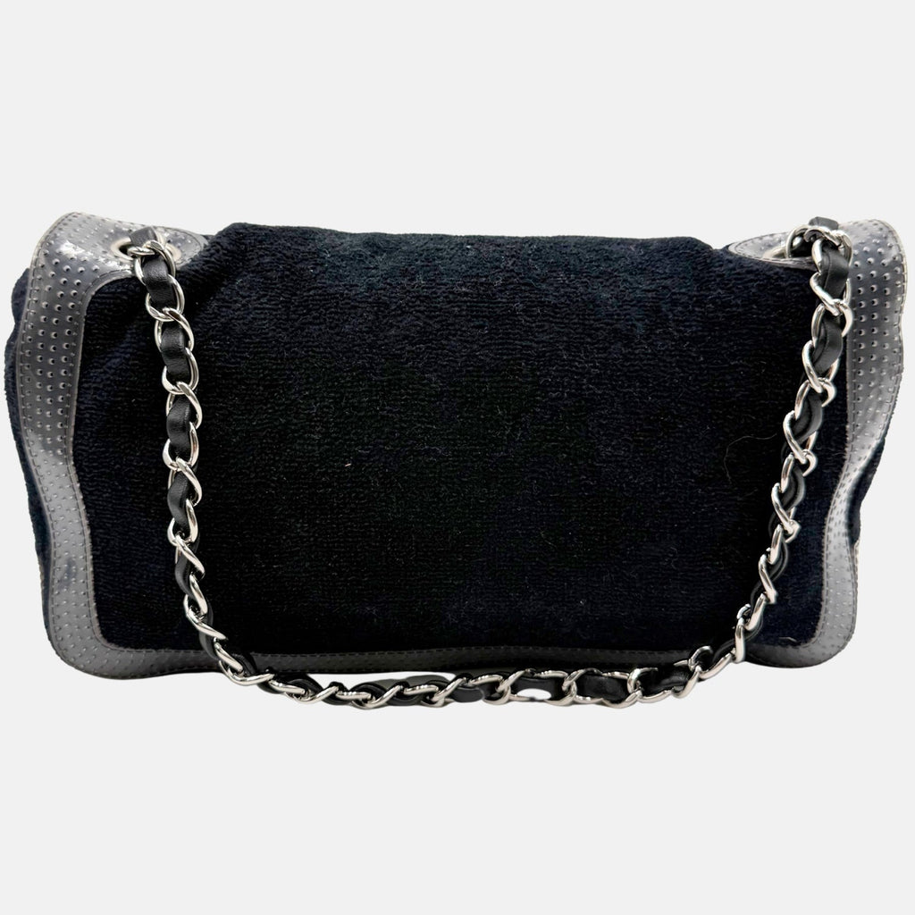 Flap Bag Navy Terrycloth and Perforated Vinyl Medium