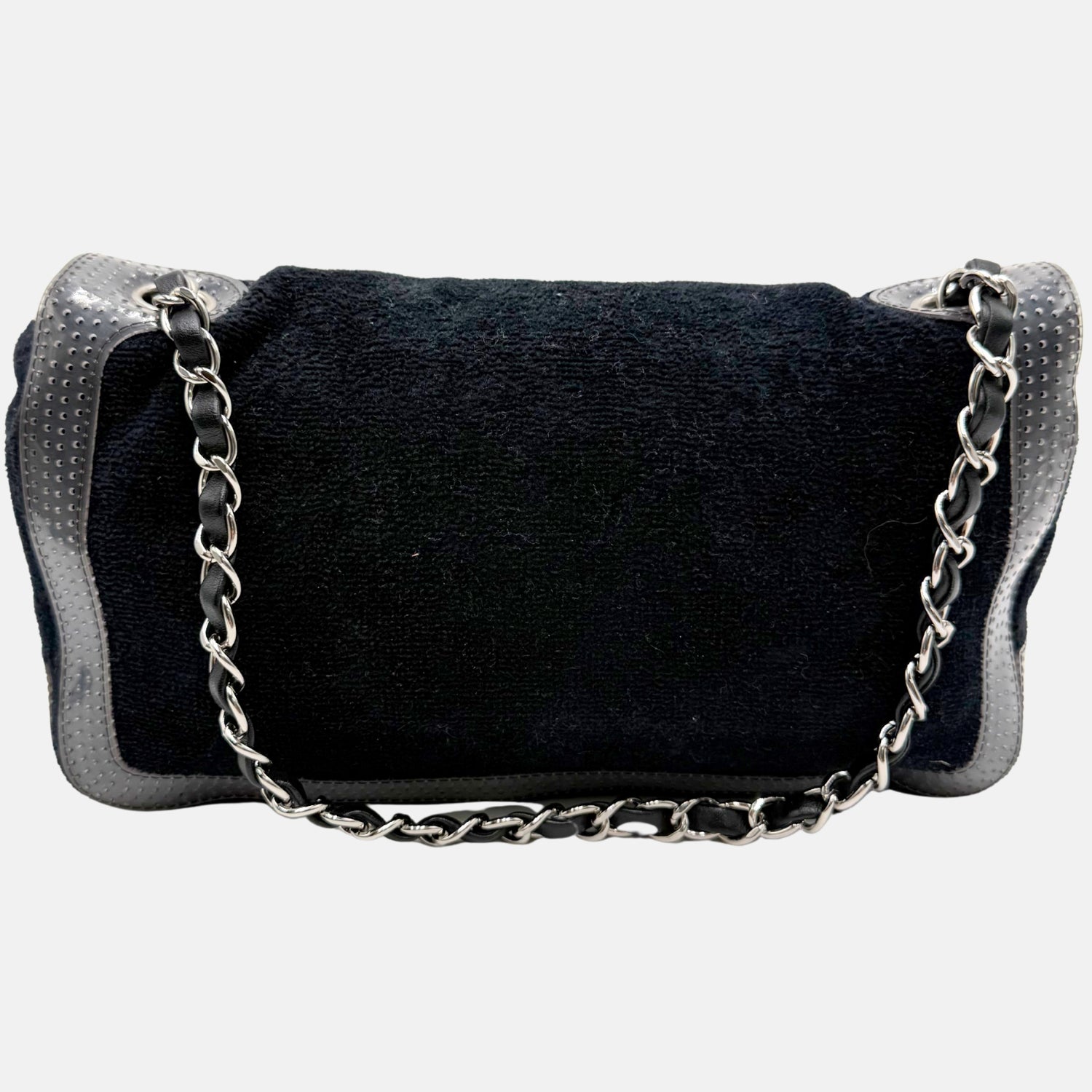 Flap Bag Navy Terrycloth and Perforated Vinyl Medium