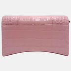 Hourglass Chain Wallet Pink Crocodile Embossed