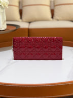 DIOR LADY DIOR POUCH RED PATENT LEATHER