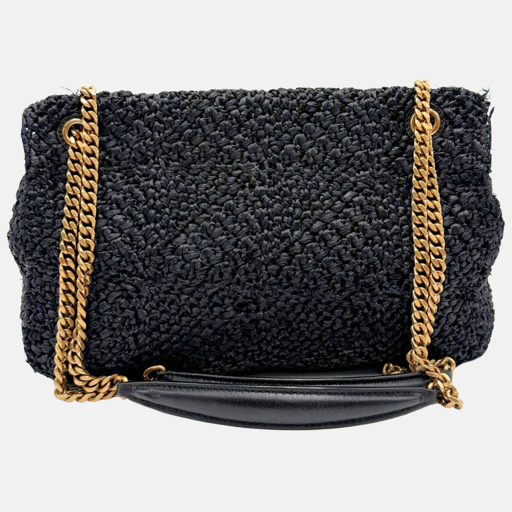 Jamie Flap Bag Black Raffia Medium