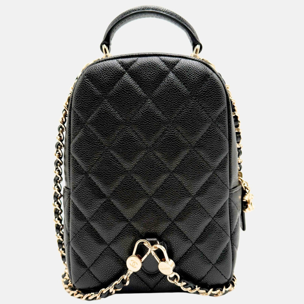Classic Backpack Black Caviar Quilted Mini