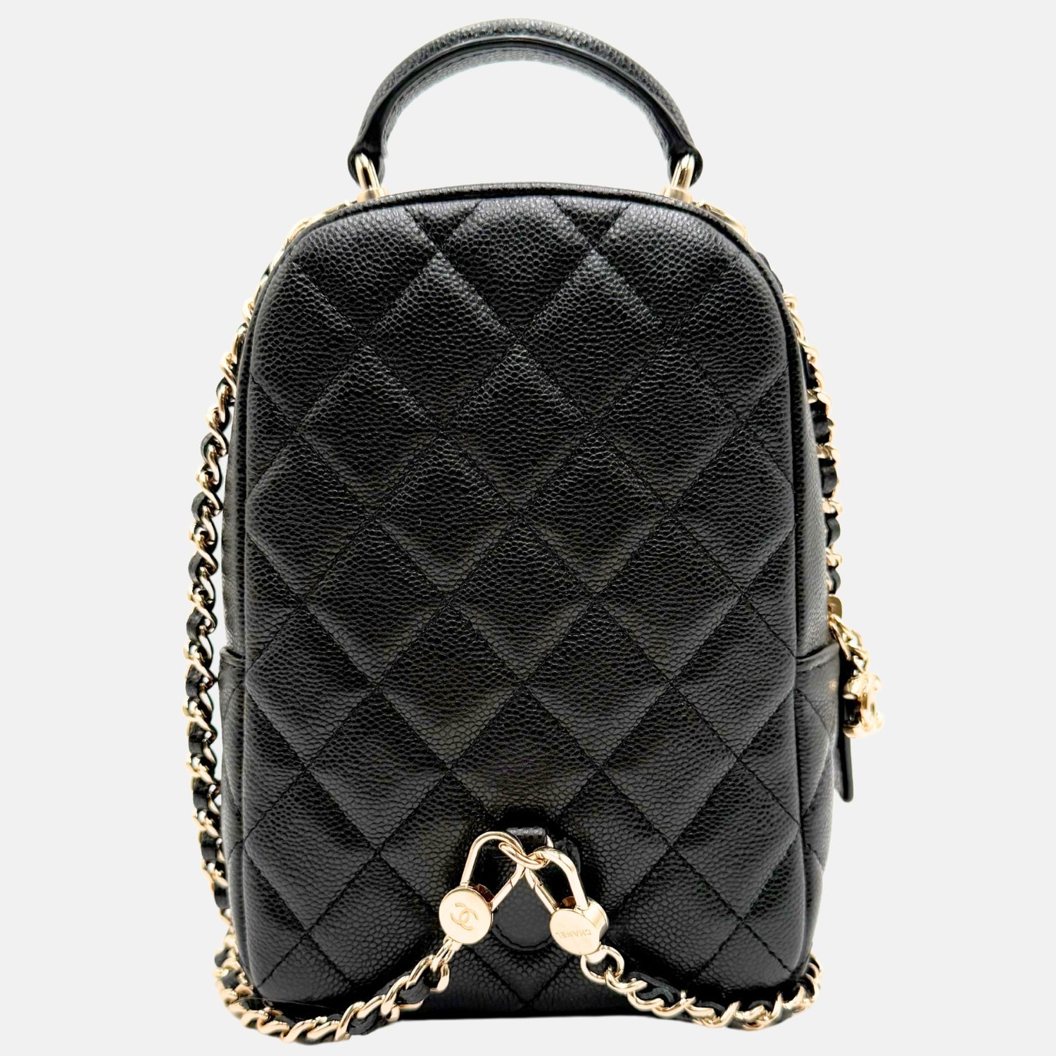 Classic Backpack Black Caviar Quilted Mini