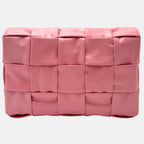 Cassette Crossbody Bag Padded Intrecciato Pink Leather