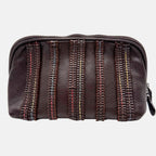 Clutch Dark Brown Multicolor Stitched Stripes