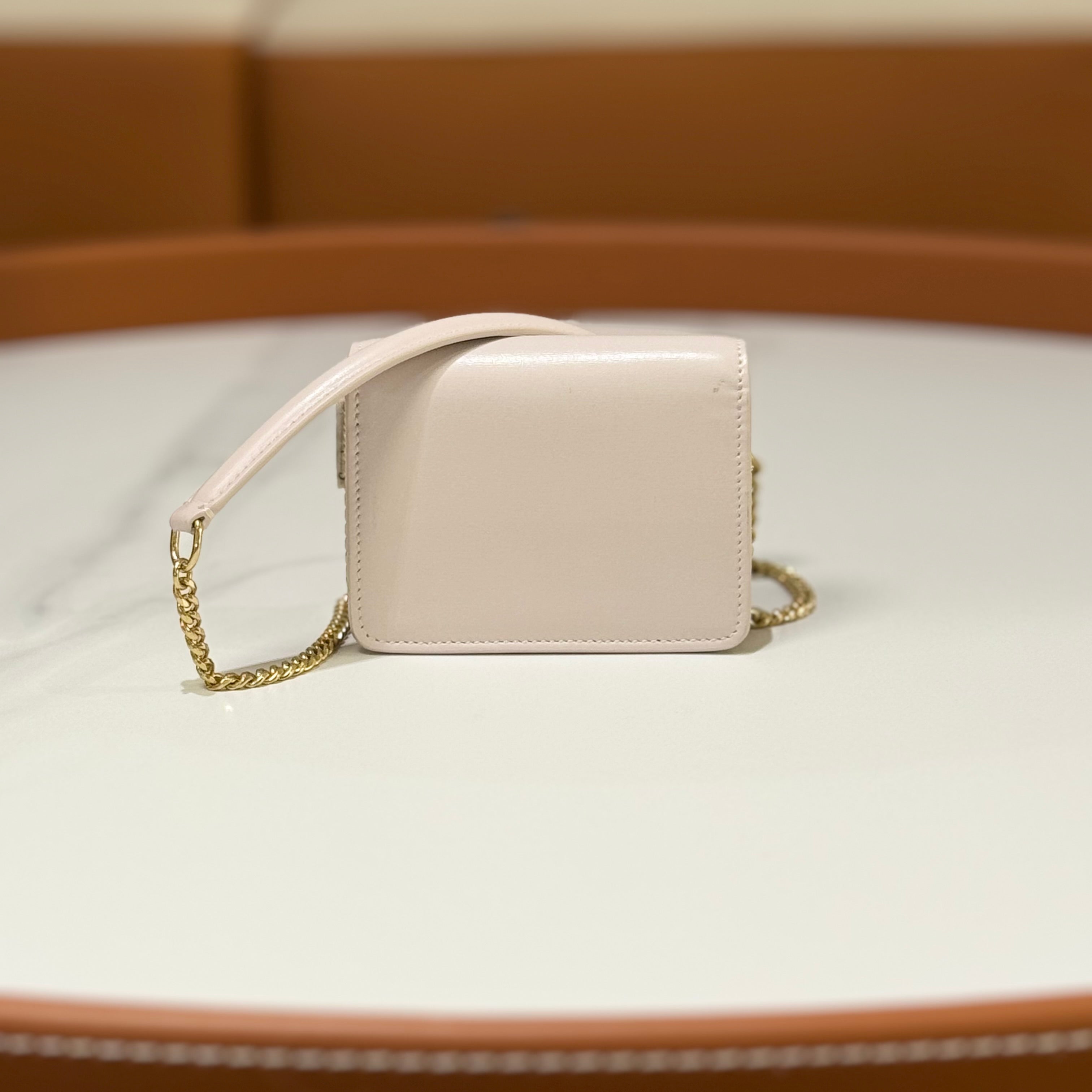 CELINE TRIOMPHE EMBOSSED CHAIN MINI LIPSTICK BAG