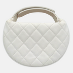 Front Pocket Hobo Pouch Mini White Quilted Caviar