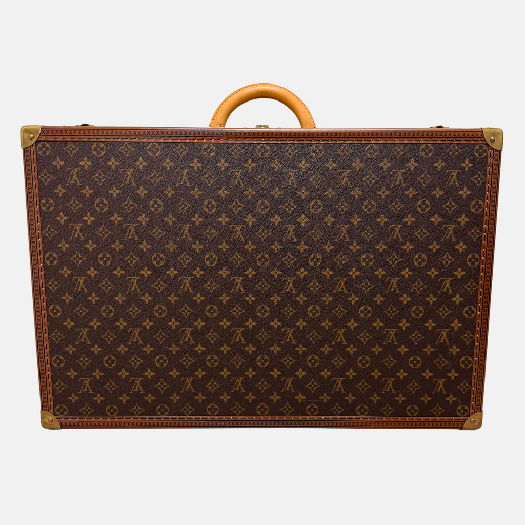 Bisten 55 - Original Vintage Hard Leather Monogram Suitcase