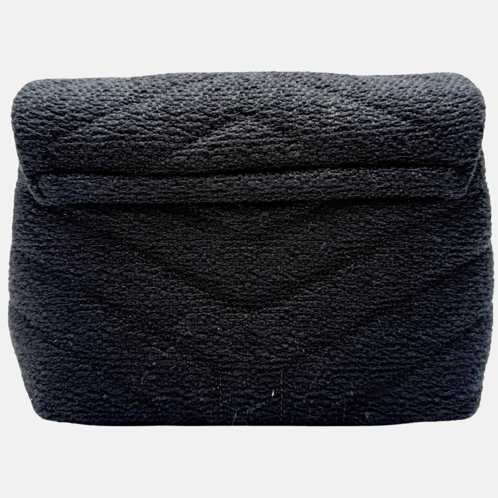 Puffer Crossbody Bag Black Bouclé Fabric Medium