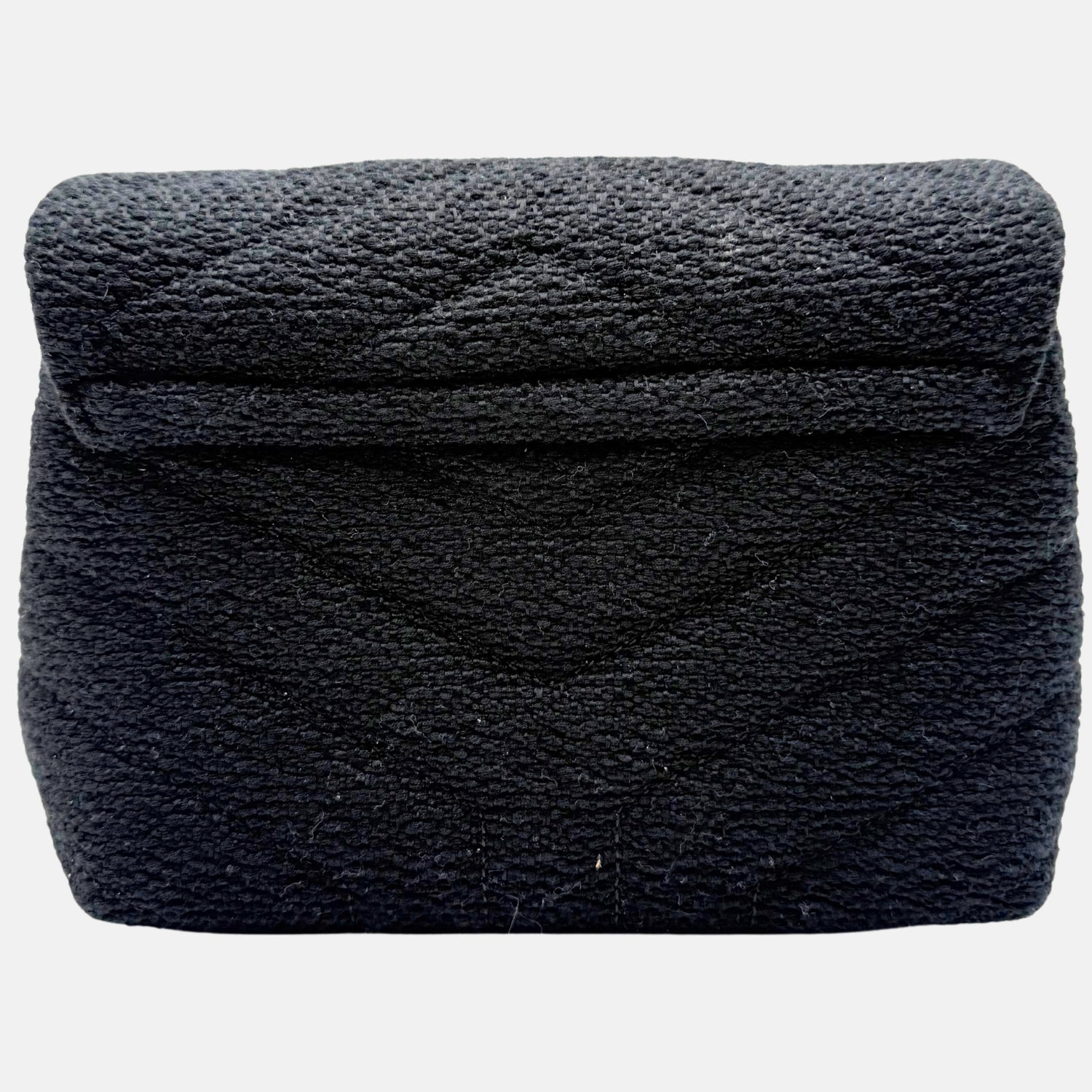 Puffer Crossbody Bag Black Bouclé Fabric Medium
