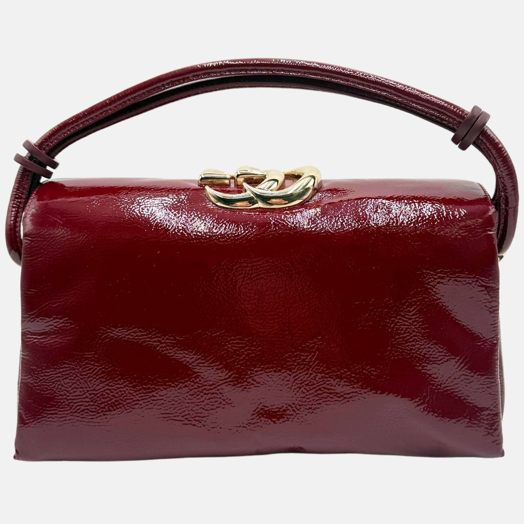 Top Handle Bag Soft Patent Burgundy Small