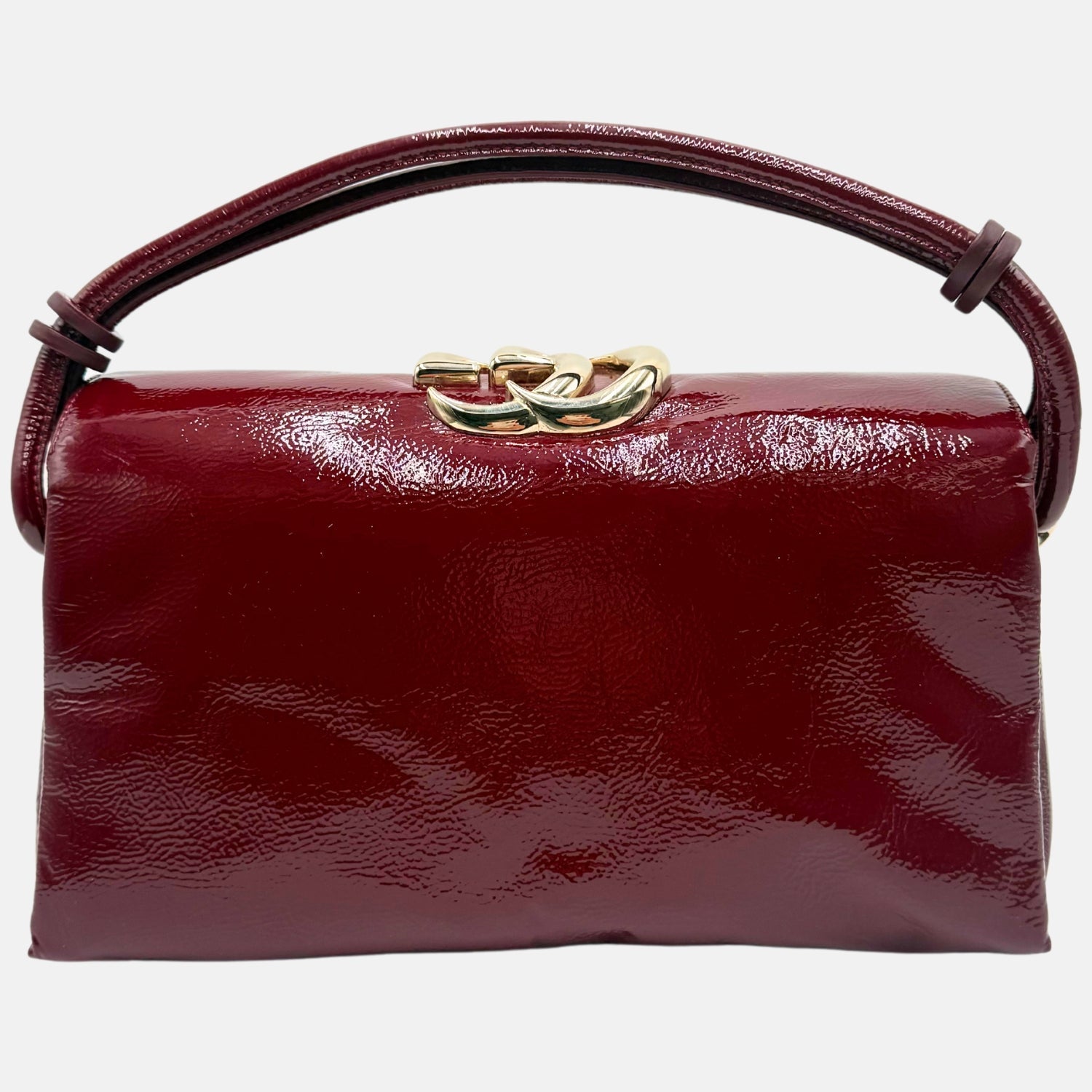 Top Handle Bag Soft Patent Burgundy Small