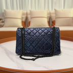 CHANEL 2.55 LARGE SHOULDER BAG DARK NAVY OILED CALFSKIN