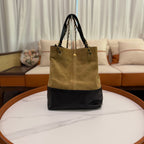 CHANEL 25A Hobo Suede & Black Vertical Quilted Handbag with Gold Chain