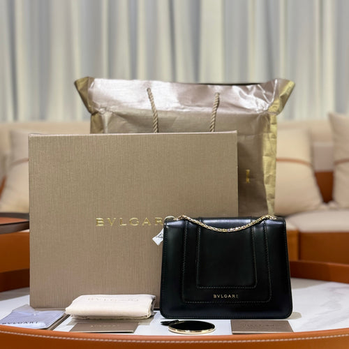 BVLGARI SERPENTI FOREVER CHAIN BAG CALFSKIN BLACK