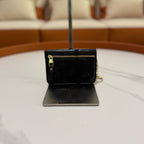 LOUIS VUITTON BLACK MONOGRAM LOGO LEATHER COIN & CARD HOLDER