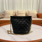 CHANEL HOBO SMALL BUCKET BAG BLACK LAMBSKIN WITH GOLD HARDWARE (MICROCHIP VERSION)