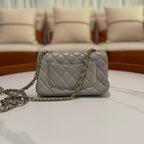 CHANEL CF MINI GREY LAMBSKIN WITH SILVER HARDWARE (MICROCHIP)