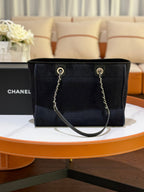 CHANEL BEACH TOTE BAG WITH CHIP BLACK