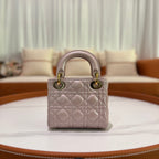 DIOR LADY DIOR SMALL PEARLESCENT PINK (3-GUSSET)