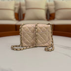 CHANEL CF MINI PINK LAMBSKIN RECTANGLE FLAP BAG WITH MICROCHIP