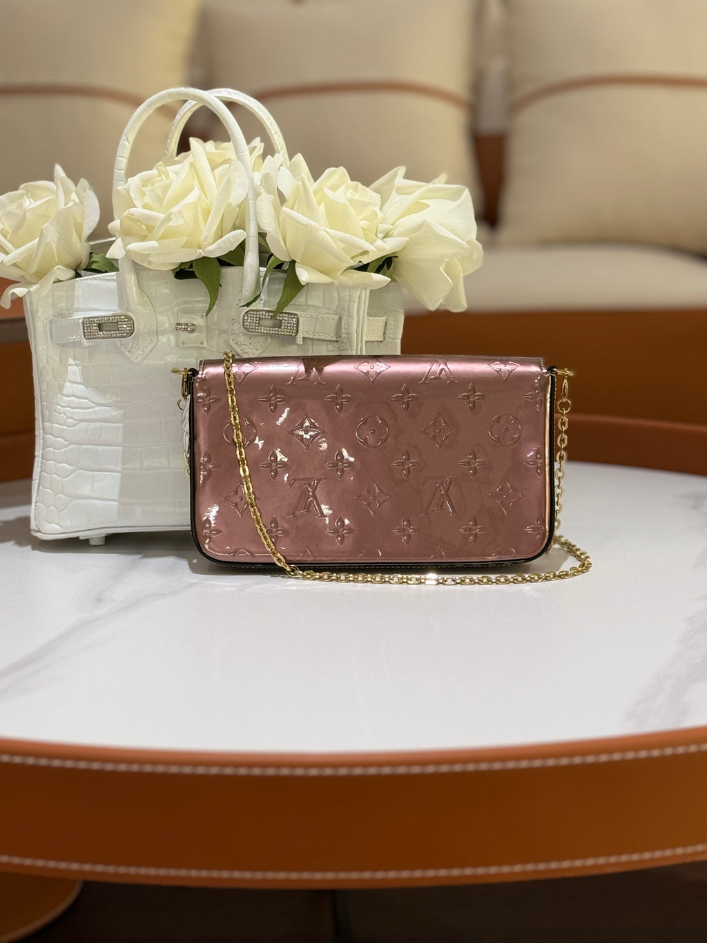 LOUIS VUITTON WALLET ON CHAIN PINK