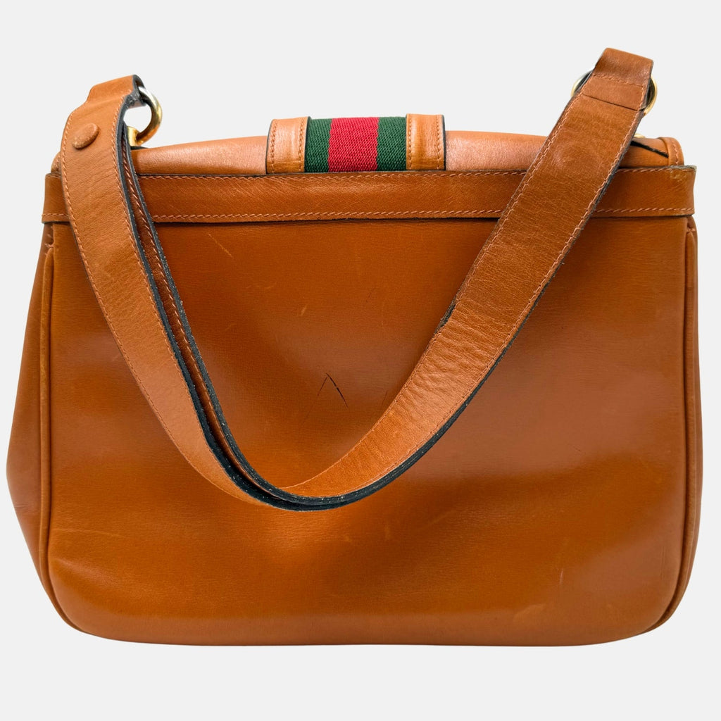 Satchel Bag Brown Leather Vintage Web