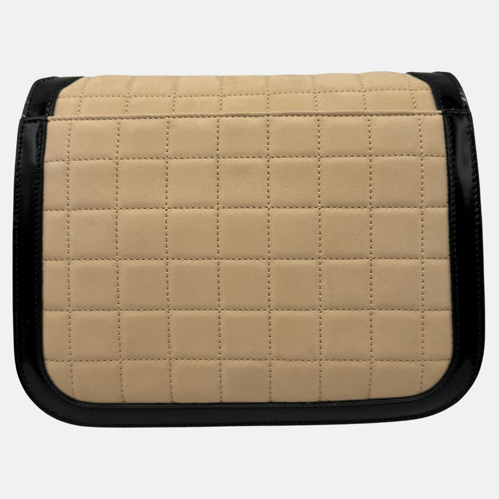 Solferino Satchel Beige Quilted Leather Black Leather Trim