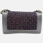 Boy Bag Grey Metallic Tweed and Leather Medium