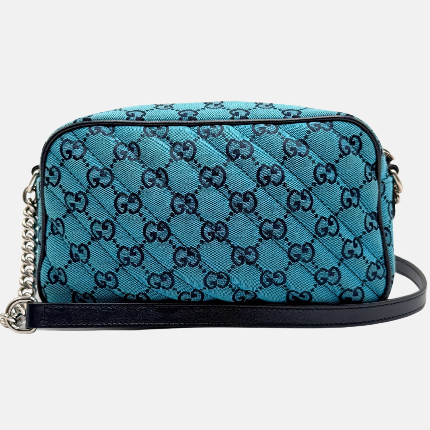 Marmont Monogram Matelasse Diagonal Quilted Canvas Small Blue