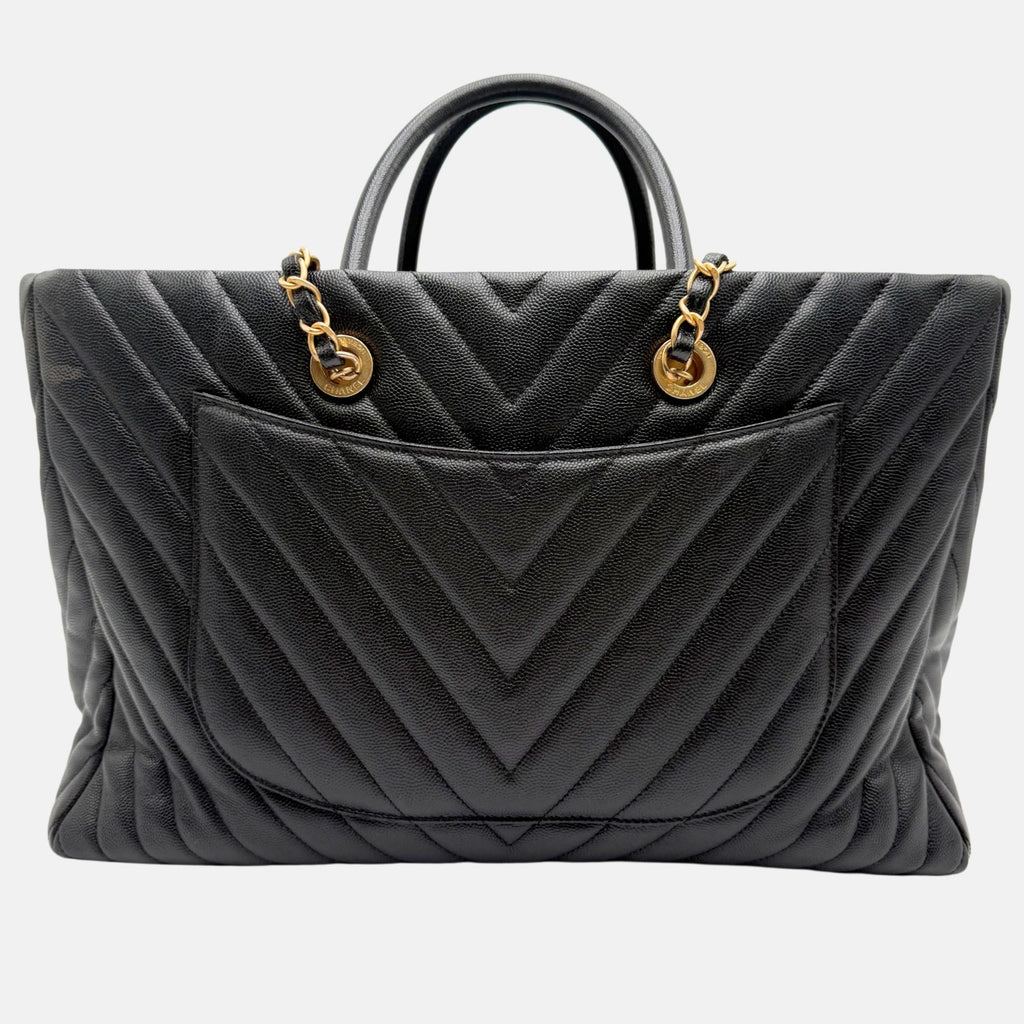 Coco Allure Tote Black Chevron Caviar