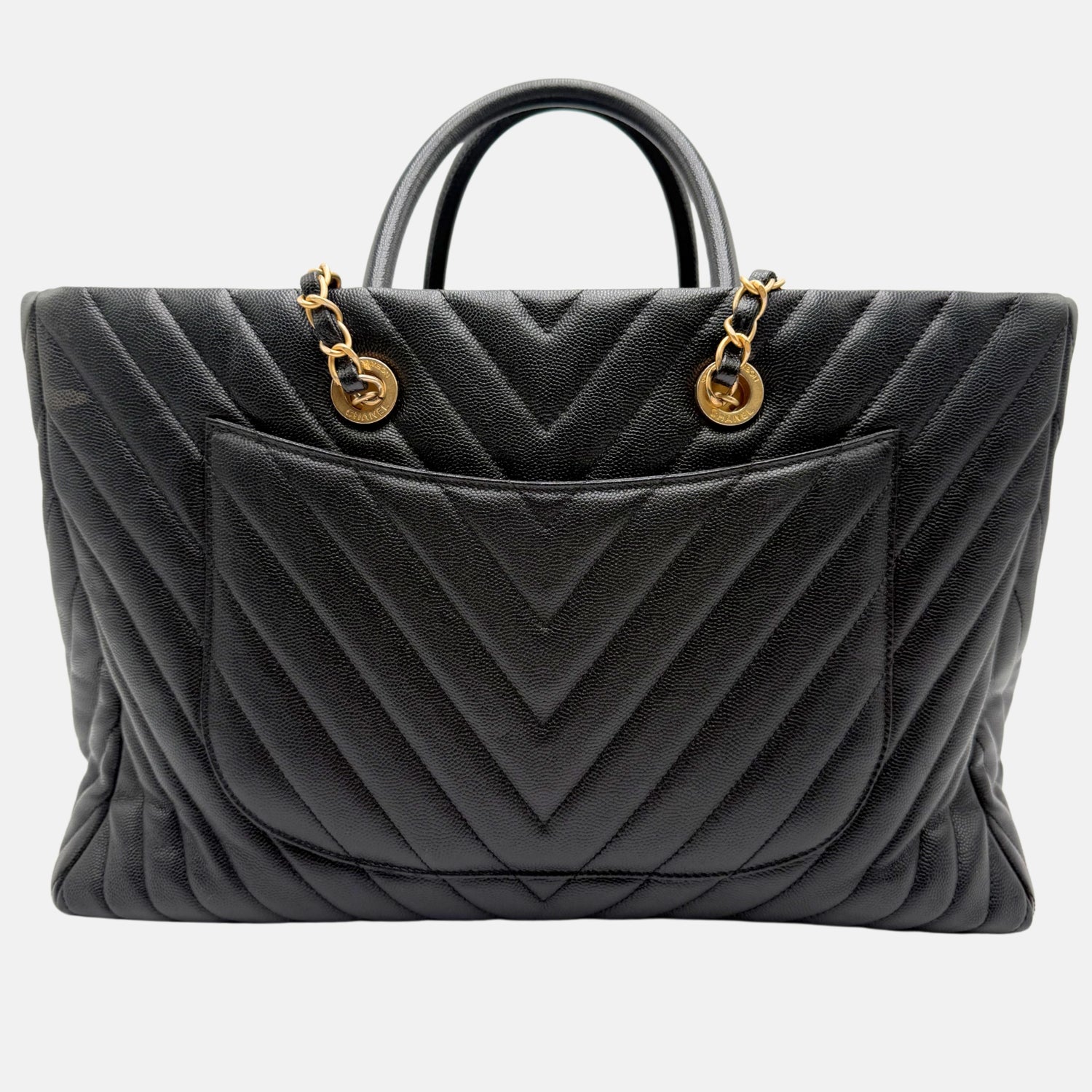 Coco Allure Tote Black Chevron Caviar