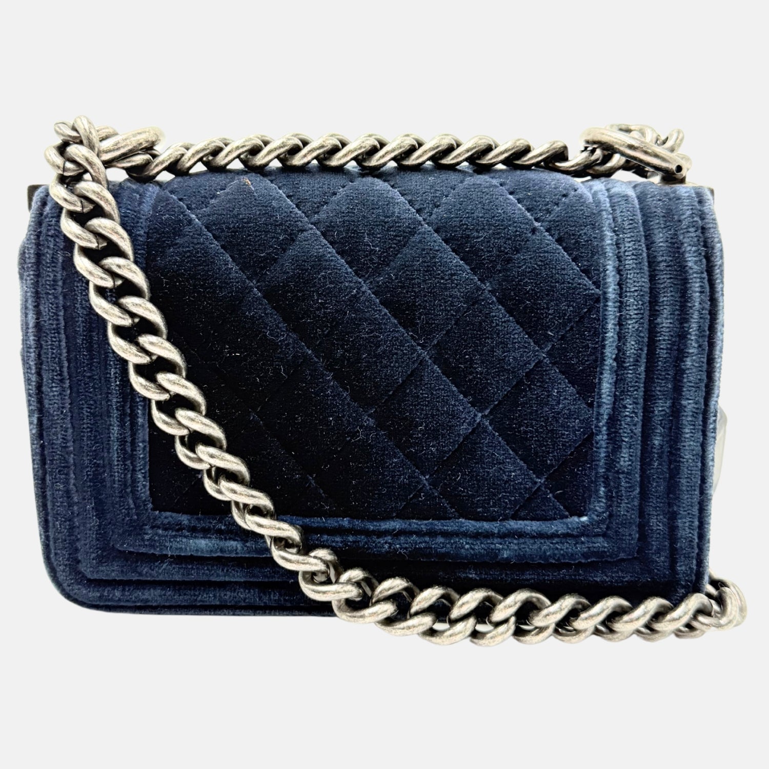 Boy Bag Navy Velvet Mini