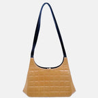 Vintage Chocolate Bar Shoulder Bag Nude Square Quilted Leather