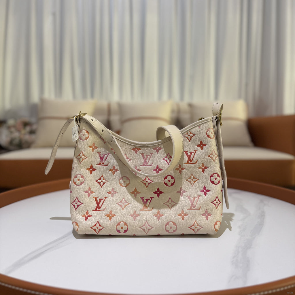 LOUIS VUITTON CARRYALL STRAWBERRY PINK GRADIENT EMBOSSED LOGO FULL LEATHER