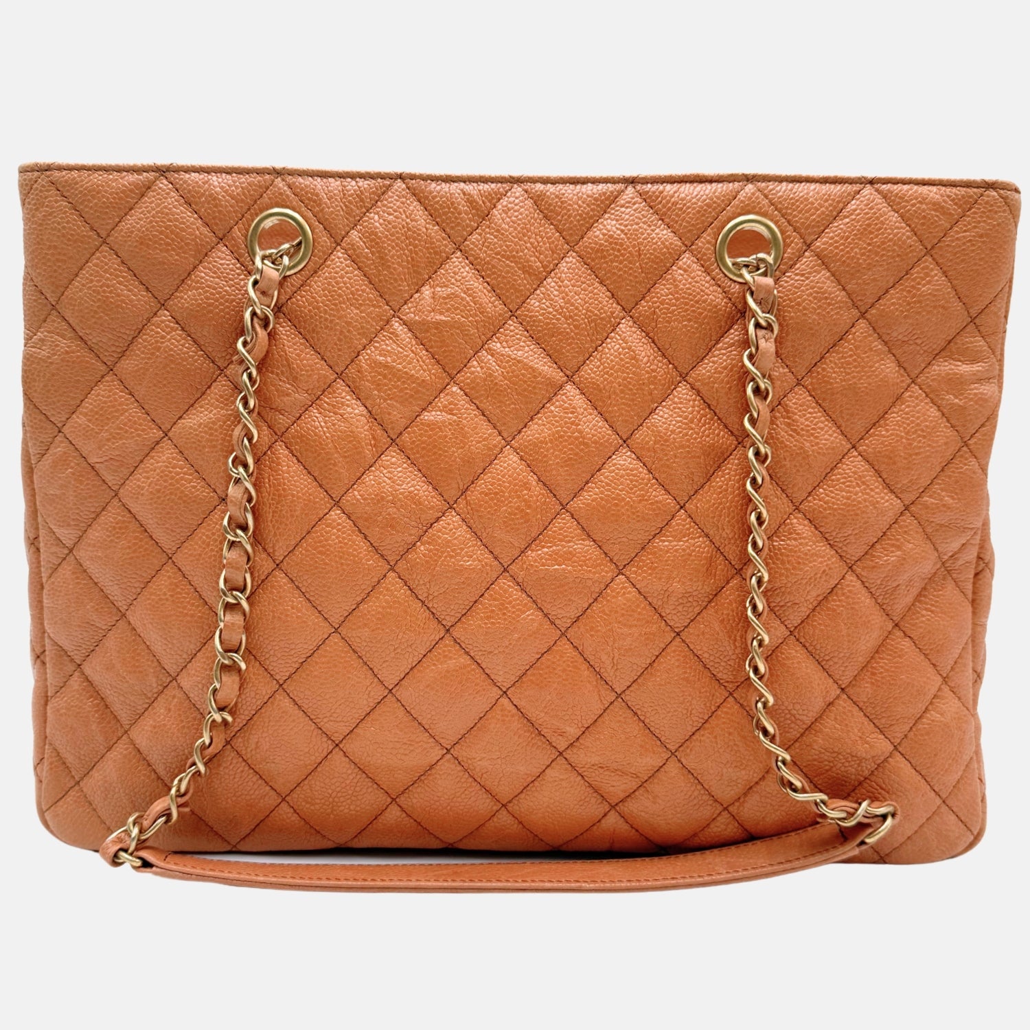 Shopping Tote Orange Quilted Caviar