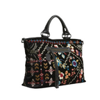 Johnny Was Dreamer Overnight Tote Bag Weekender Handbag Floral Purse Black NEW