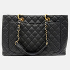 Grand Timeless Shopping Tote Black Caviar Quilted