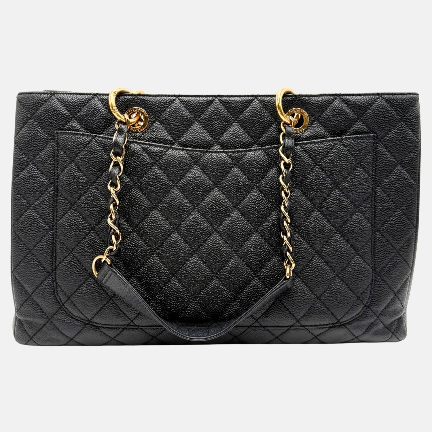 Grand Timeless Shopping Tote Black Caviar Quilted
