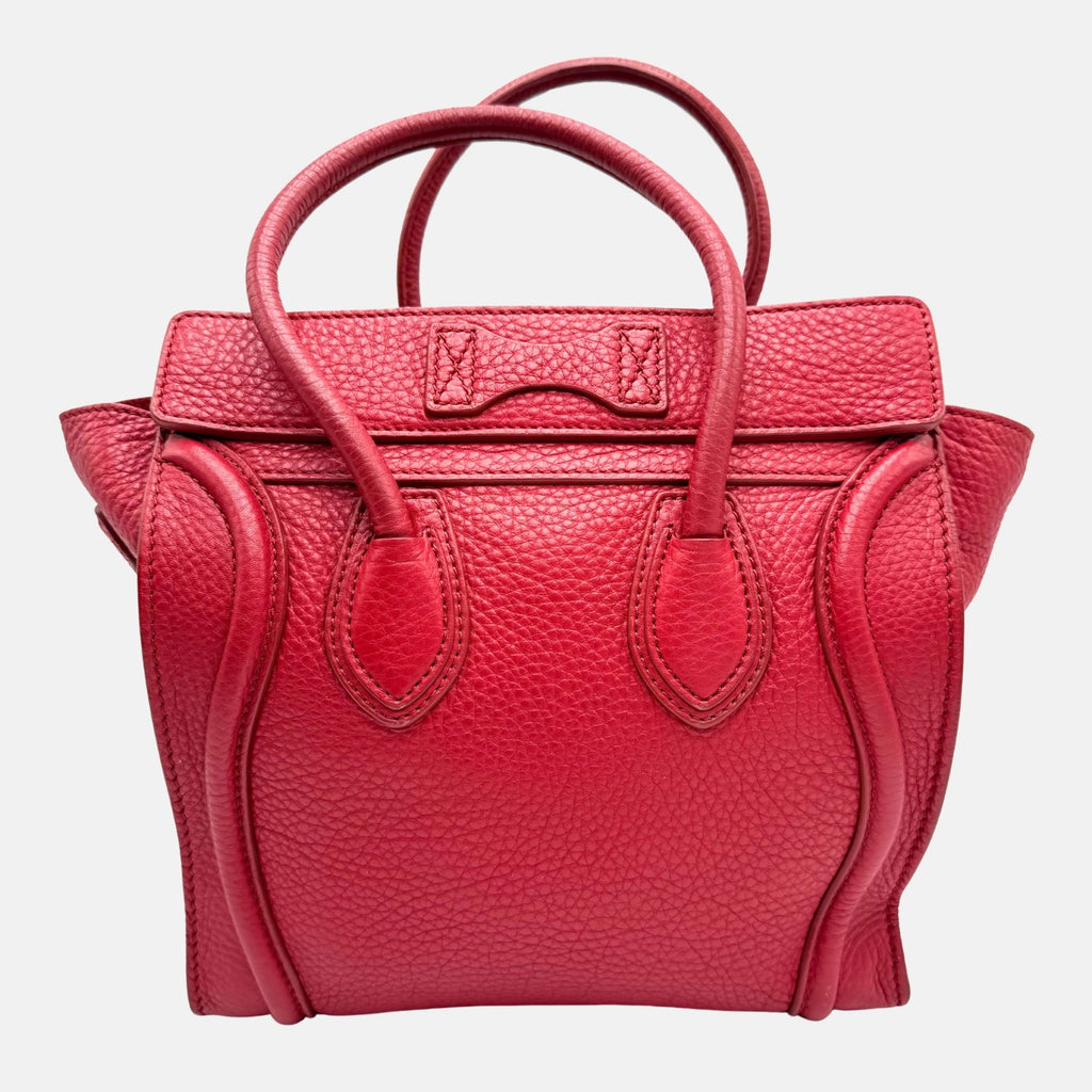 Luggage Tote Red Grained Leather Nano
