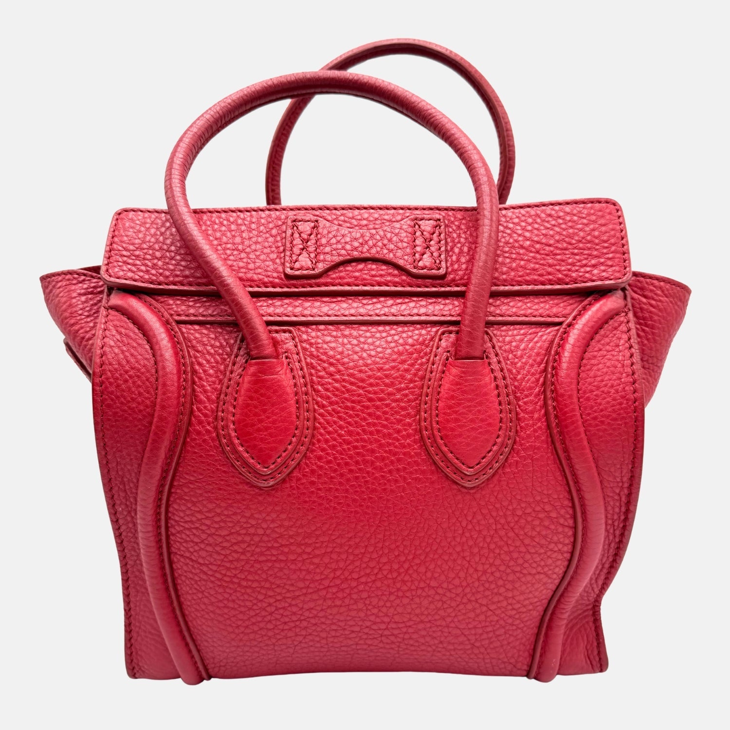 Luggage Tote Red Grained Leather Nano