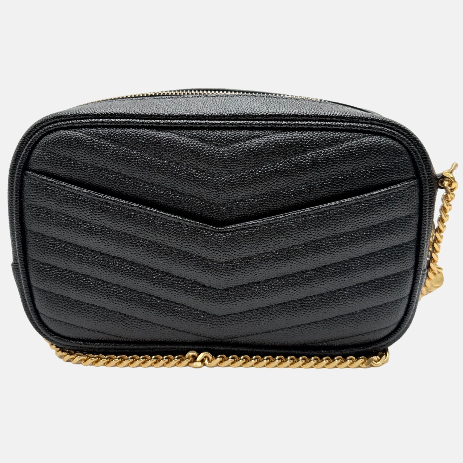 Lou Camera Bag Black Chevron Quilted Leather Small