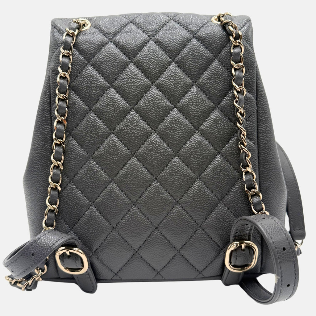 Duma Backpack Dark Grey Caviar Quilted Small