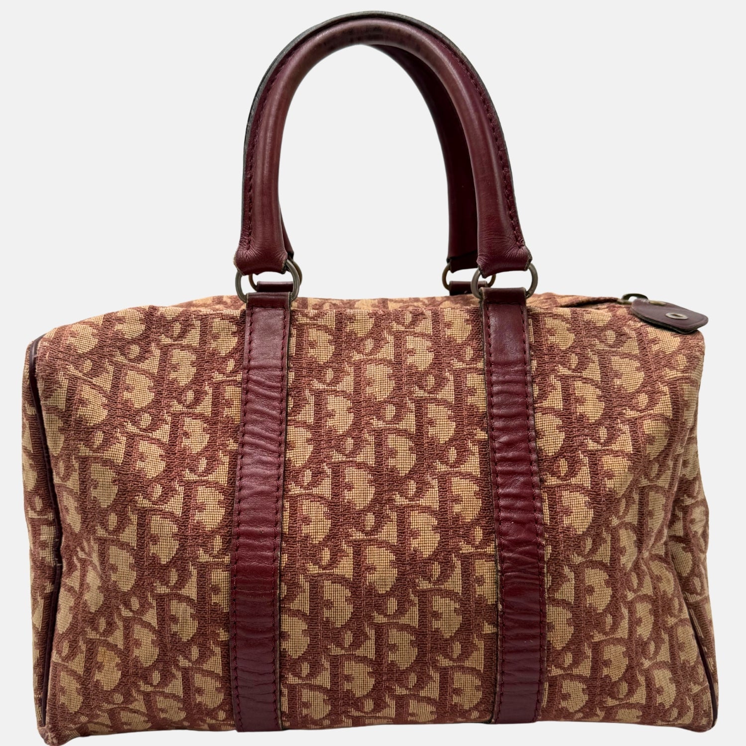 Trotter Boston Bag Burgundy Canvas and Leather Small