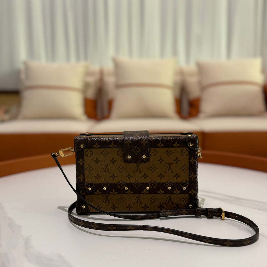 LOUIS VUITTON PETITE MALLE TRUNK CROSSBODY CLUTCH BAG