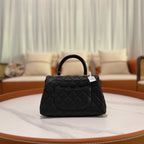 CHANEL FLAP BAG WITH TOP HANDLE CAVIAR LEATHER CHAIN BAG (FULL STICKERS, CHIP VERSION)