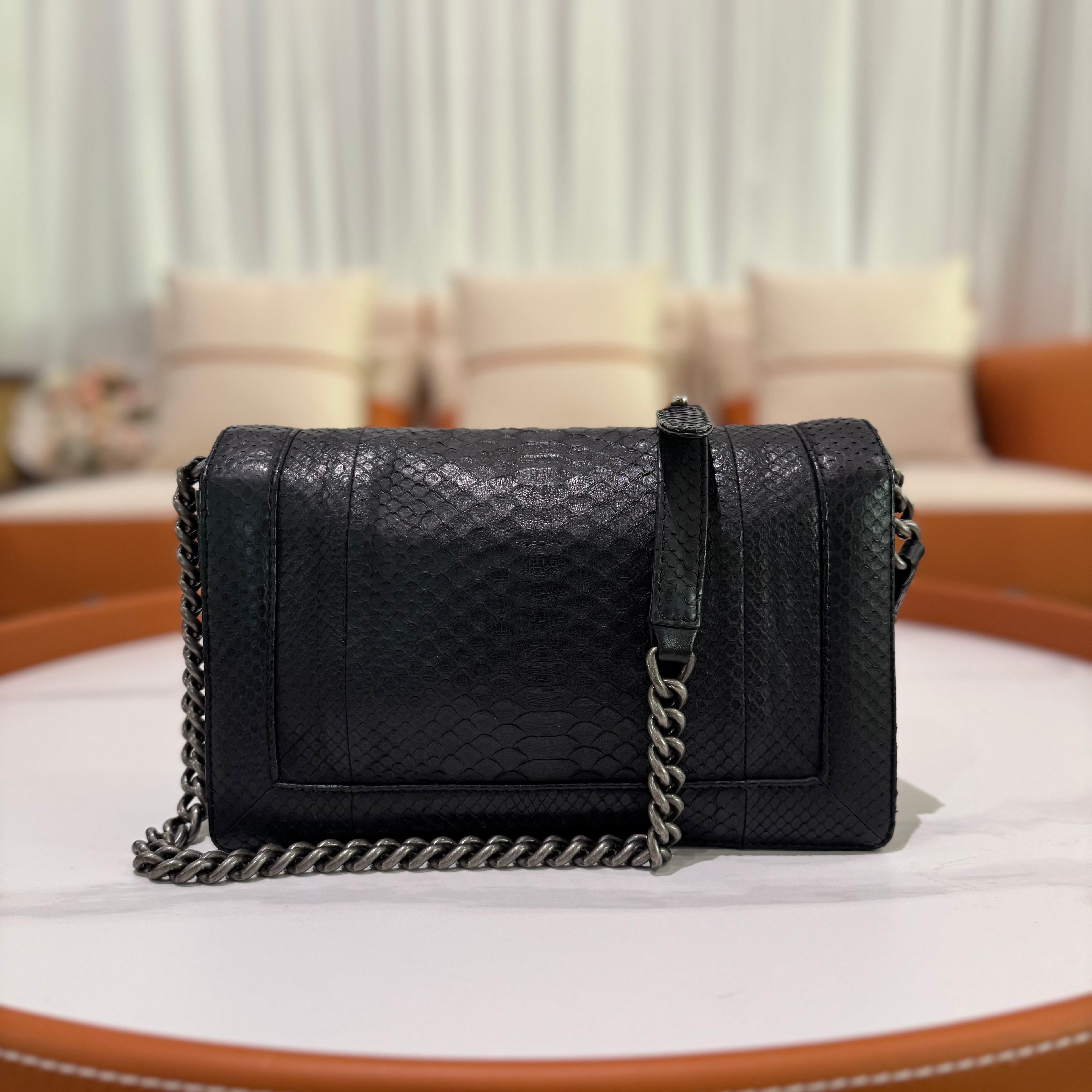 CHANEL LEBOY MEDIUM-LARGE PYTHON CHAIN BAG