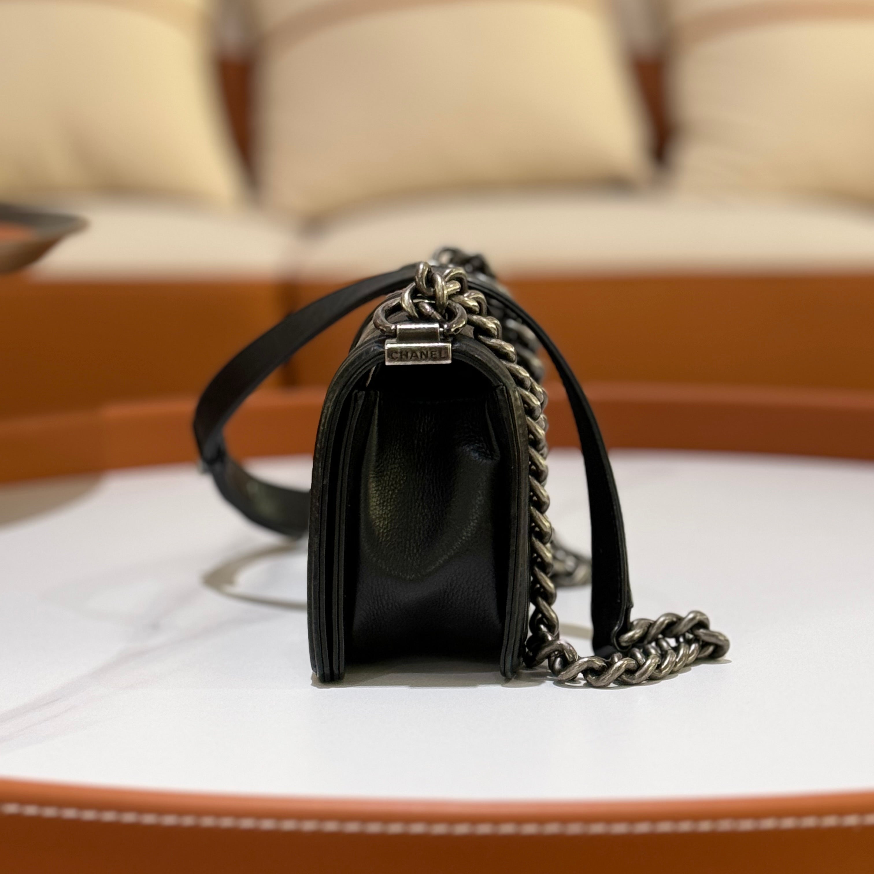 CHANEL SMALL LEBOY BLACK RUTHENIUM HARDWARE