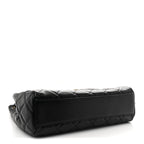Shiny Calfskin Quilted Fancy Jewel Tote Bag Black